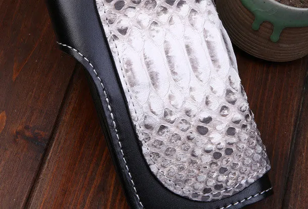 Handmade leather Long $biker trucker wallet leather chain men snake skin black wallet