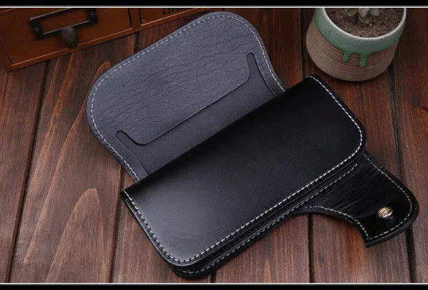 Handmade leather Long $biker trucker wallet leather chain men snake skin black wallet