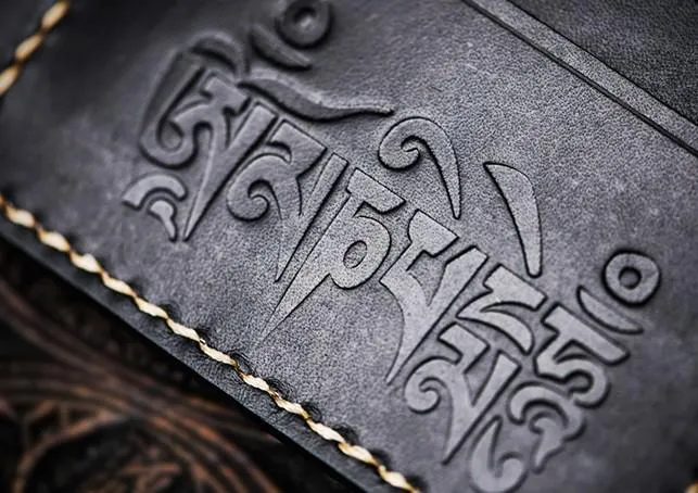 Handmade Leather Mahkla Tooled Mens Small Wallet Cool Leather Wallet billfold Wallet for Men