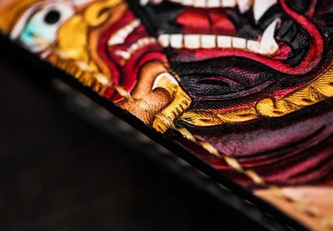 Handmade Leather Mahkla Tooled Mens Small Wallet Cool Leather Wallet billfold Wallet for Men