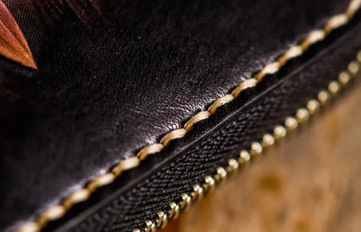 Handmade Leather Men Tooled Tiger Cool Leather Clutch Wallets Long Wallets for Men