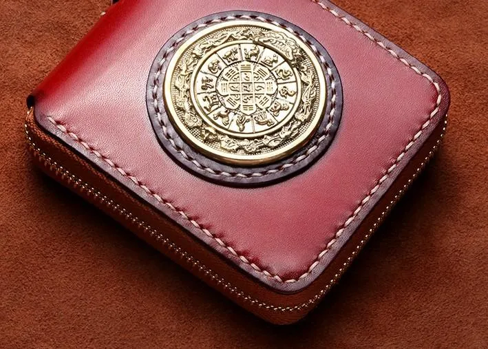 Handmade Leather Mens Biker Chain Wallet Cool Leather Wallet Small Chain Wallets for Men