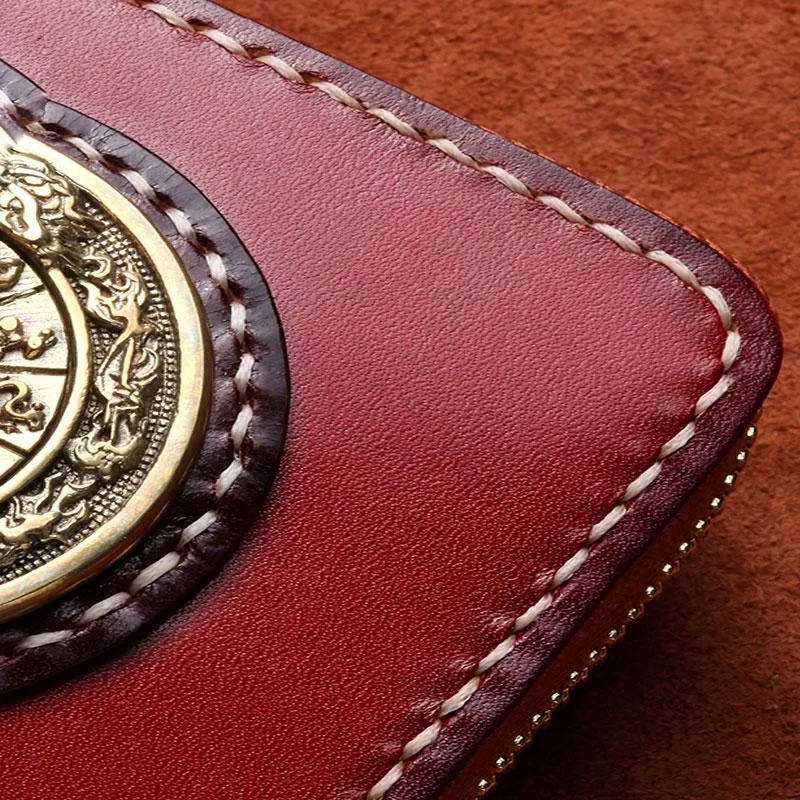 Handmade Leather Mens Biker Chain Wallet Cool Leather Wallet Small Chain Wallets for Men