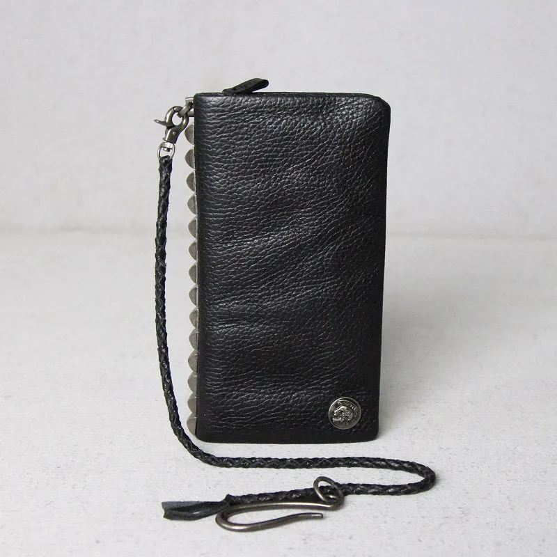 Handmade Leather Mens Chain Biker Wallet Cool Leather Wallet Bifold billfold Wallets