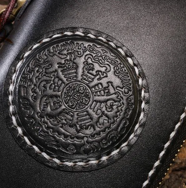 Handmade Leather Mens Chain Biker Wallet Cool Leather Wallet Long Phone Wallets for Men
