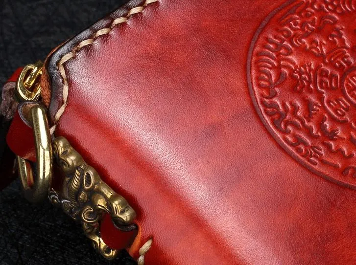 Handmade Leather Mens Chain Biker Wallet Cool Leather Wallet Small Wallets for Men