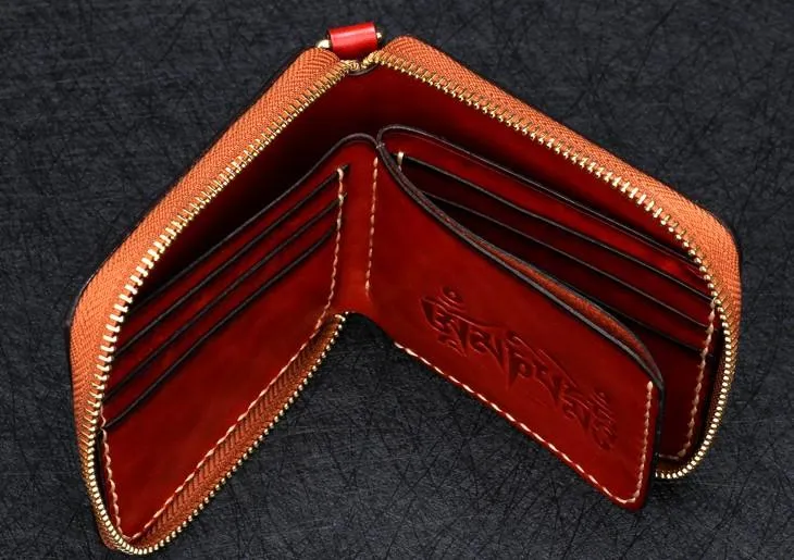 Handmade Leather Mens Chain Biker Wallet Cool Leather Wallet Small Wallets for Men