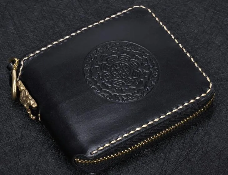 Handmade Leather Mens Chain Biker Wallet Cool Leather Wallet Small Wallets for Men