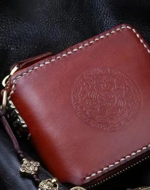 Handmade Leather Mens Chain Biker Wallet Cool Leather Wallet Small Wallets for Men