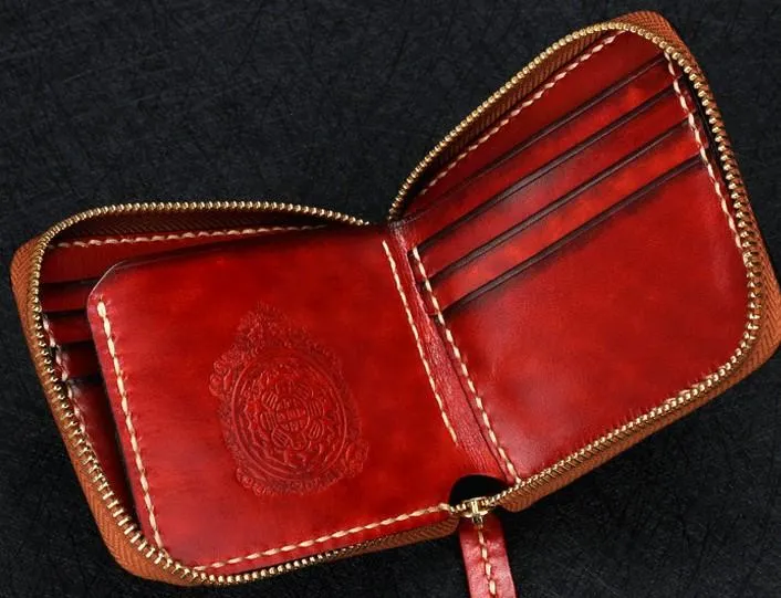 Handmade Leather Mens Chain Biker Wallet Cool Leather Wallet Small Wallets for Men
