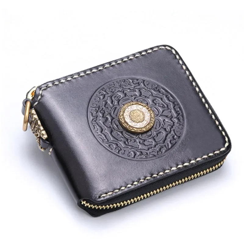 Handmade Leather Mens Chain Biker Wallet Cool Leather Wallet Small Wallets for Men
