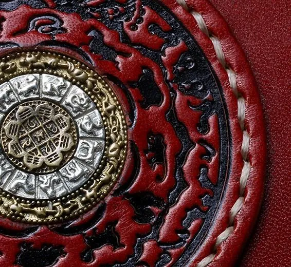 Handmade Leather Mens Chain Biker Wallet Tibetan Cool Leather Wallet Long Phone Wallets for Men