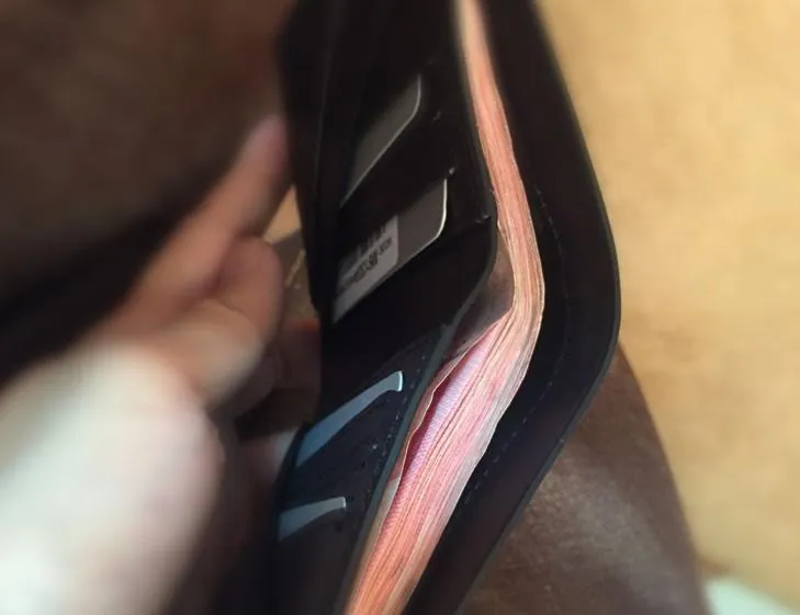 Handmade Leather Mens Cool billfold Leather Wallet Men Slim Wallet Bifold for Men
