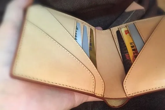 Handmade Leather Mens Cool billfold Leather Wallet Men Slim Wallet Bifold for Men