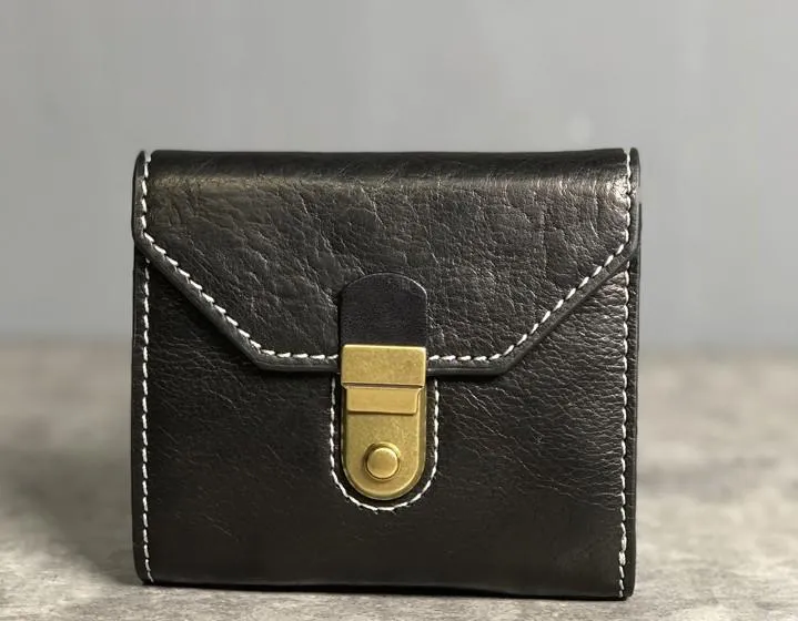 Handmade Leather Mens Cool billfold Leather Wallet Men Small Wallets Trifold for Men