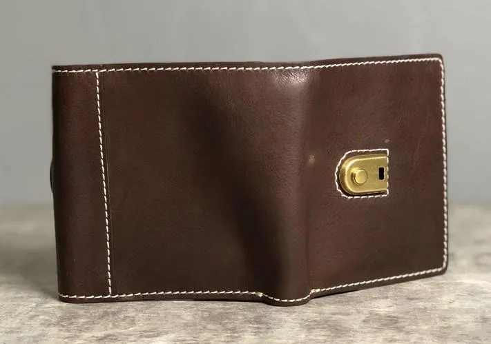 Handmade Leather Mens Cool billfold Leather Wallet Men Small Wallets Trifold for Men