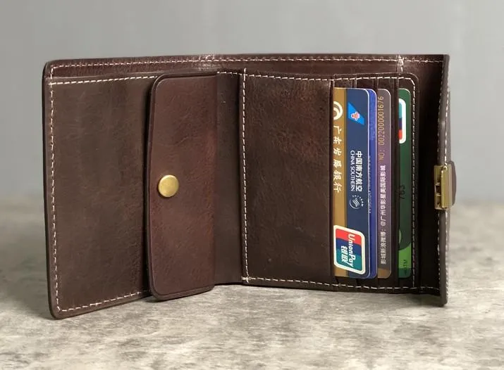 Handmade Leather Mens Cool billfold Leather Wallet Men Small Wallets Trifold for Men