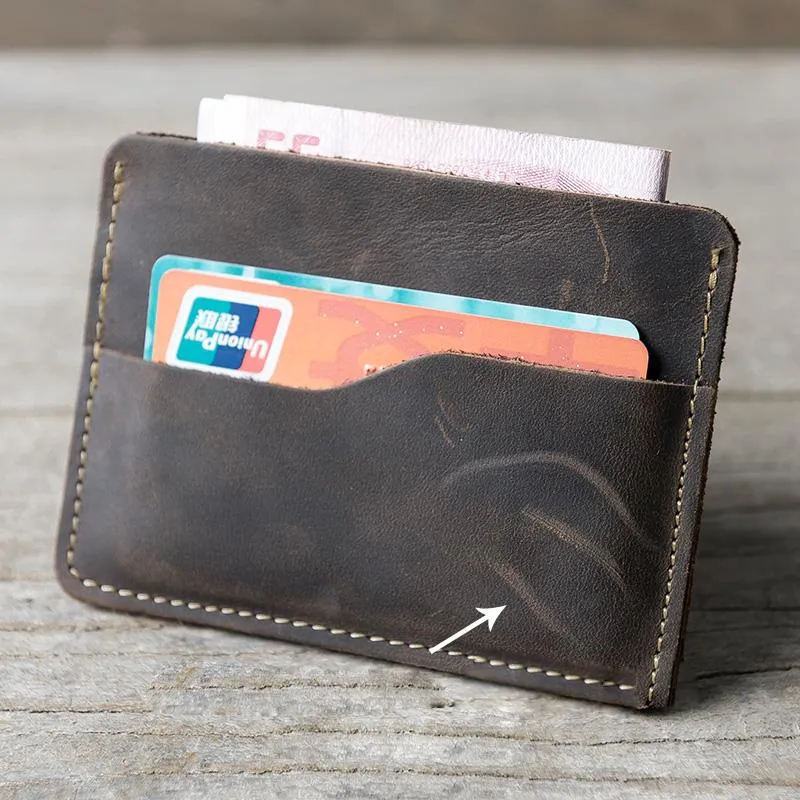 Handmade Leather Mens Cool billfold Wallet Card Holder Small Card Slim Wallets for Men