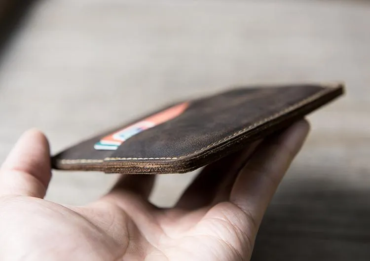 Handmade Leather Mens Cool billfold Wallet Card Holder Small Card Slim Wallets for Men