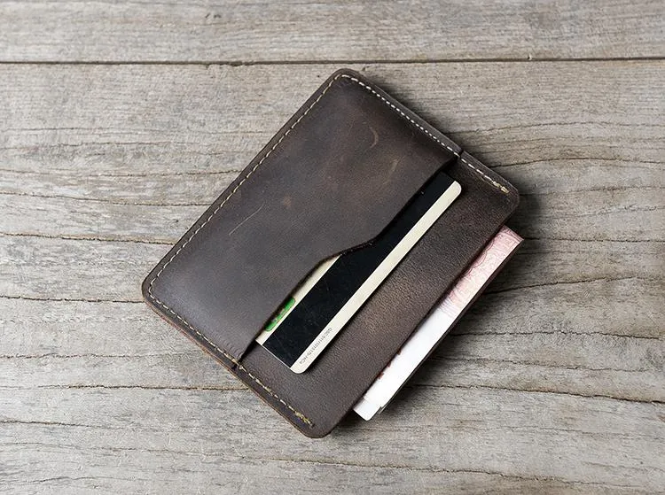 Handmade Leather Mens Cool billfold Wallet Card Holder Small Card Slim Wallets for Men