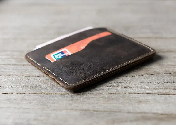 Handmade Leather Mens Cool billfold Wallet Card Holder Small Card Slim Wallets for Men