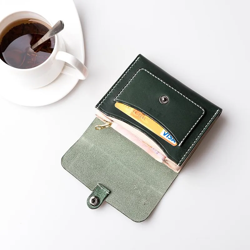 Handmade Leather Mens Cool billfold Wallet Card Holder Small Card Wallets for Men Women