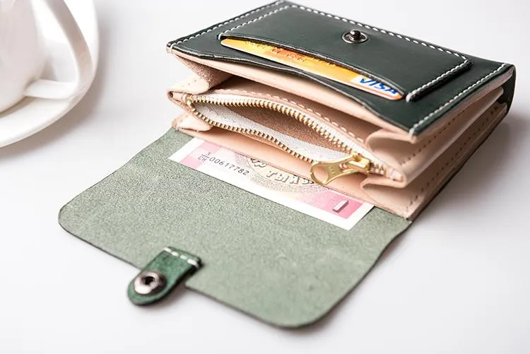 Handmade Leather Mens Cool billfold Wallet Card Holder Small Card Wallets for Men Women