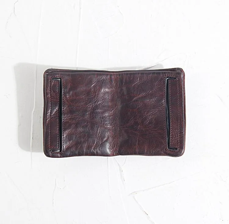 Handmade Leather Mens Cool Black billfold Wallets Small Wallet Men Bifold Wallets Front Pocket Wallet for Men
