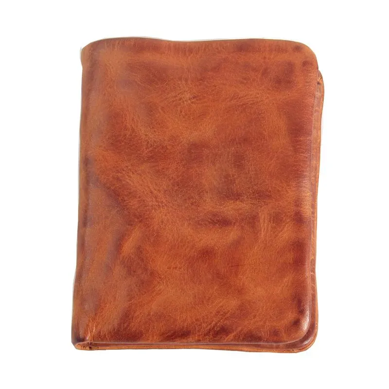 Handmade Leather Mens Cool Black billfold Wallets Small Wallet Men Bifold Wallets Front Pocket Wallet for Men