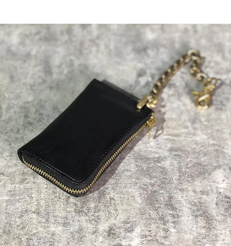 Handmade Leather Mens Cool Key Biker Wallet Car Key Holder License Holder Chain Wallet for Men