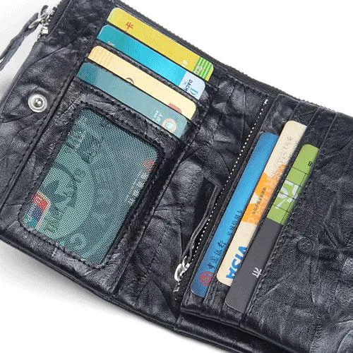 Handmade Leather Mens Cool Long Leather Wallet Zipper Wristlet Clutch Wallet