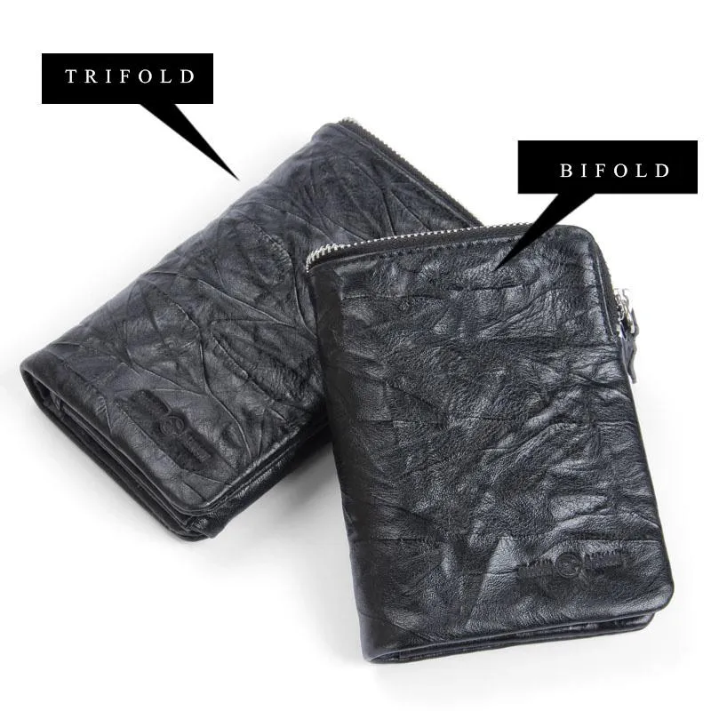 Handmade Leather Mens Cool Long Leather Wallet Zipper Wristlet Clutch Wallet