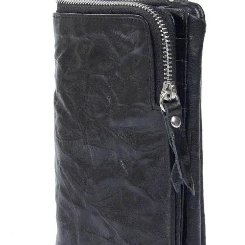 Handmade Leather Mens Cool Long Leather Wallet Zipper Wristlet Clutch Wallet