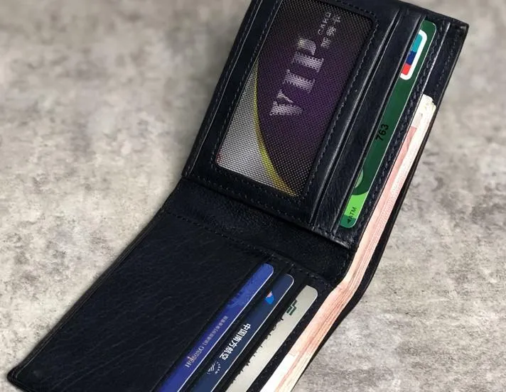 Handmade Leather Mens Cool Slim billfold Leather Wallet Men Small Wallets Bifold for Men