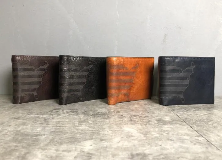 Handmade Leather Mens Cool Slim billfold Leather Wallet Men Small Wallets Bifold for Men
