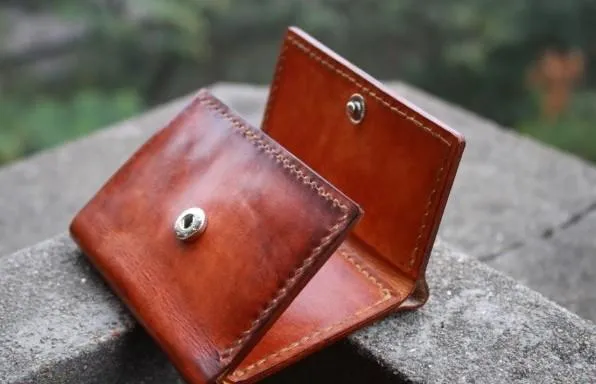 Handmade Leather Mens Small Trifold Wallet Vintage Cool billfold Wallet for Men
