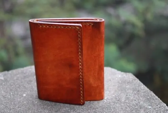 Handmade Leather Mens Small Trifold Wallet Vintage Cool billfold Wallet for Men