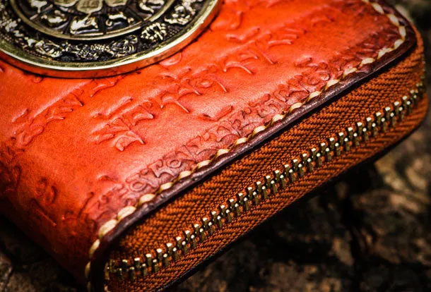 Handmade leather Mens Tibet Small biker chain wallet zipper billfold Chain Wallet for Men