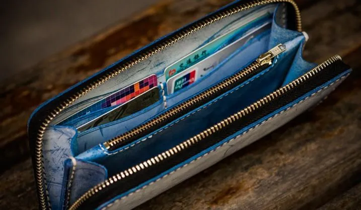 Handmade Leather Mens Tibetan Chain Biker Wallet Cool Leather Wallet Long Clutch Wallets for Men