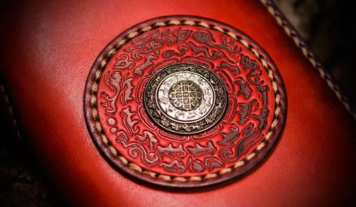 Handmade Leather Mens Tibetan Chain Biker Wallet Cool Leather Wallets Long Clutch Wallets for Men