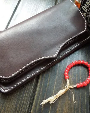 Handmade leather mens wallet bifold leather Long clutch wallet for men