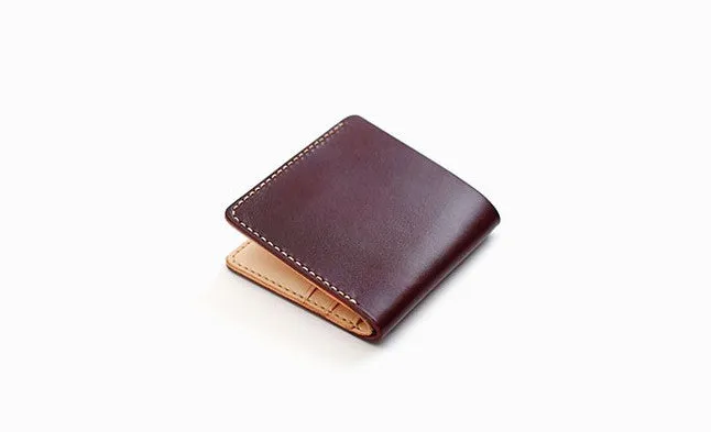 Handmade Leather Minimalist Black Red Womens Mens Bifold Small Wallet billfold Wallets for Men