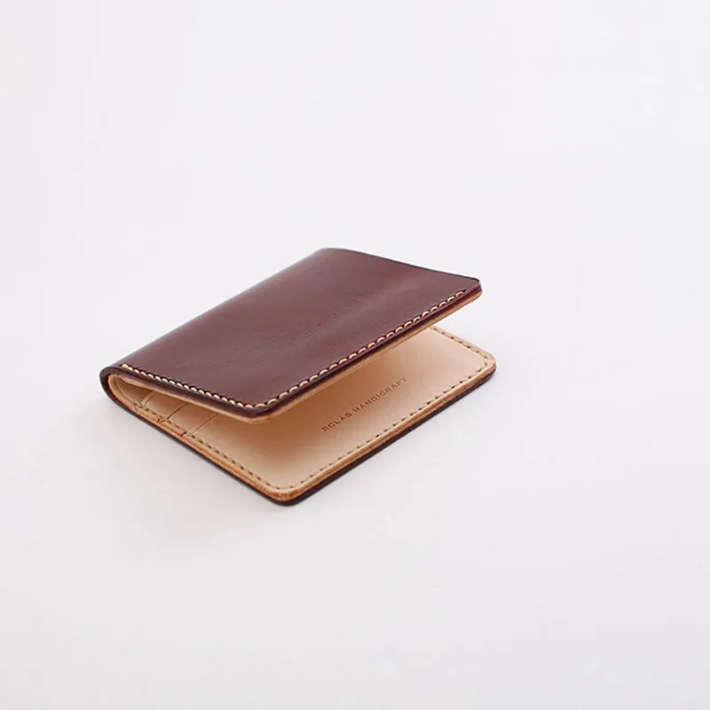 Handmade Leather Minimalist Black Red Womens Mens Bifold Small Wallet billfold Wallets for Men