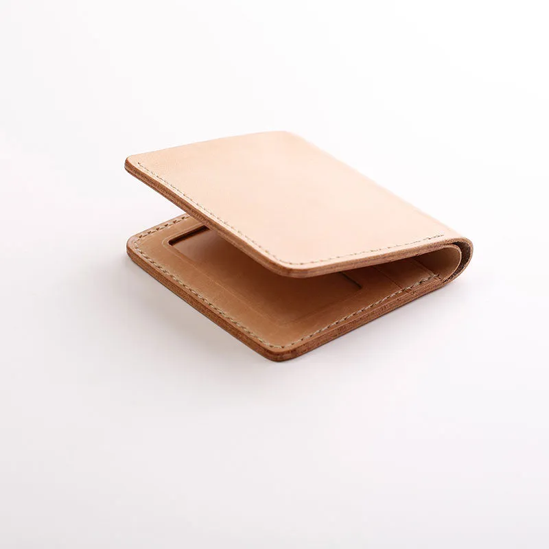Handmade Leather Minimalist Womens Mens Bifold Small Wallet billfold Wallets for Men