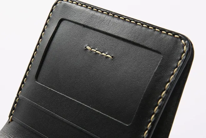 Handmade Leather Minimalist Womens Mens Bifold Small Wallet billfold Wallets for Men