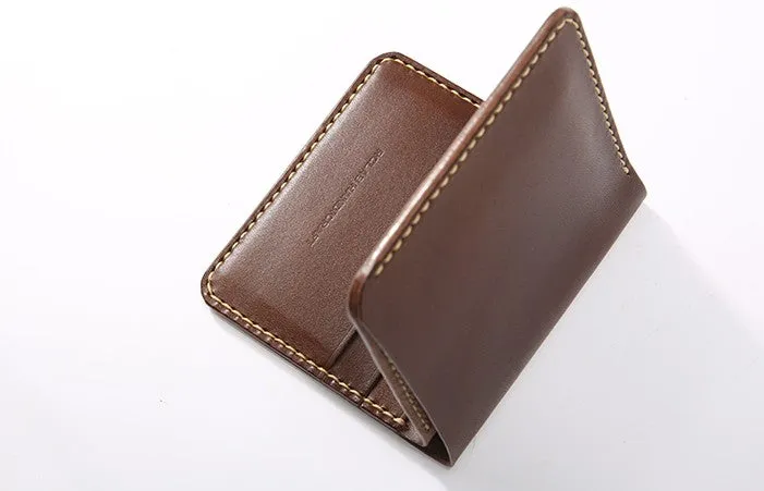 Handmade Leather Minimalist Womens Mens Bifold Small Wallet billfold Wallets for Men