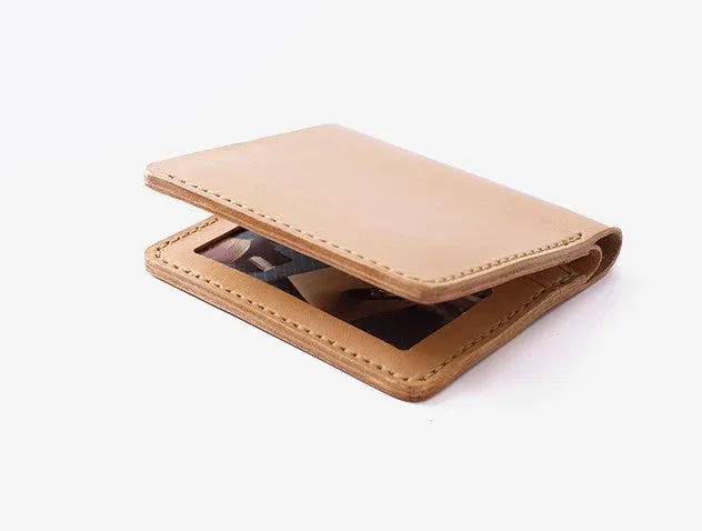 Handmade Leather Minimalist Womens Mens Bifold Small Wallet billfold Wallets for Men