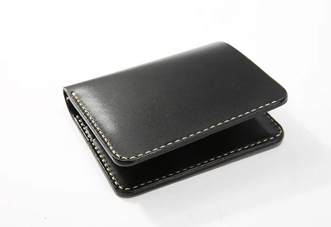 Handmade Leather Minimalist Womens Mens Bifold Small Wallet billfold Wallets for Men