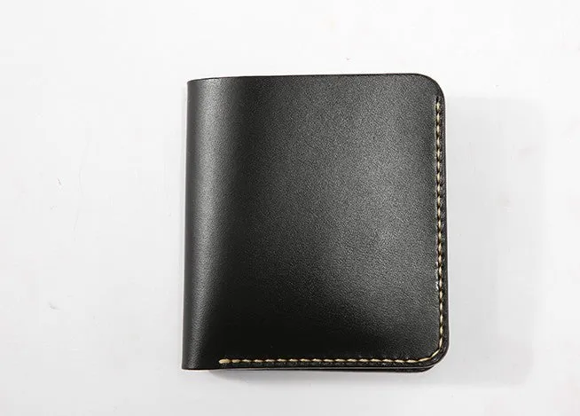Handmade Leather Minimalist Womens Mens Bifold Small Wallet billfold Wallets for Men