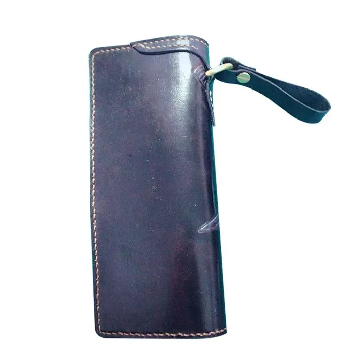 Handmade Leather Skull Pirate Mens Chain Wallet Biker Wallet Cool Leather Wallet Long Tooled Wallets for Men